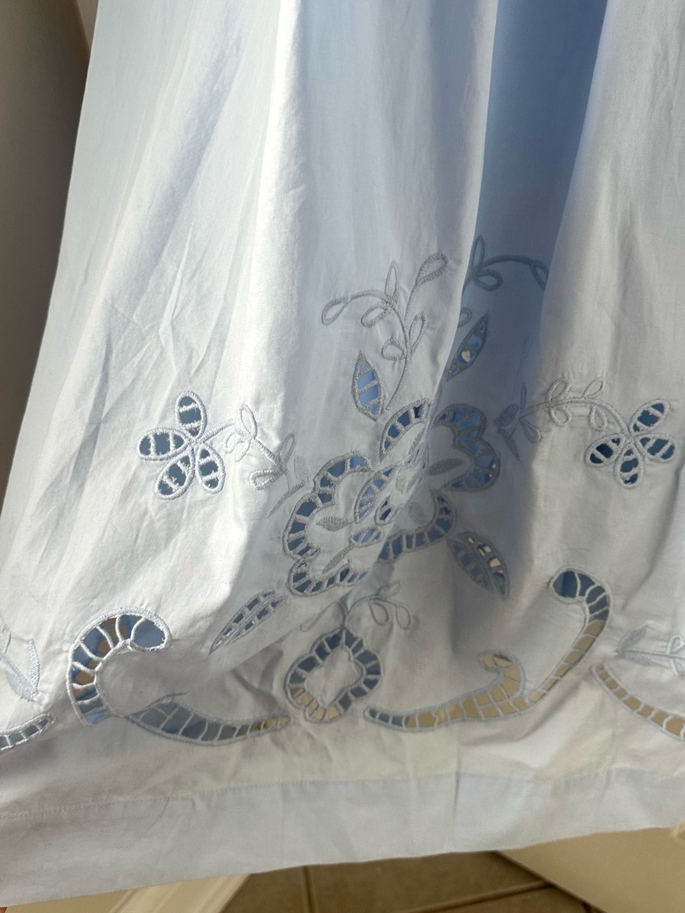 Light Blue Eyelet-Trim Midi Sundress with Spaghetti Straps - Picture 7 of 9
